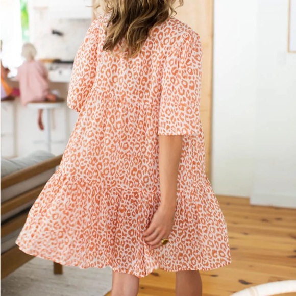 Emerson Fry Isla Dress Size XS/S Sunbaked Leopard 100% Organic Cotton NWOT Dress - Picture 2 of 6